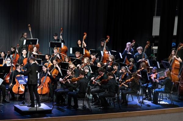 Students performing at the 2023-2024 All County Orchestra Concert